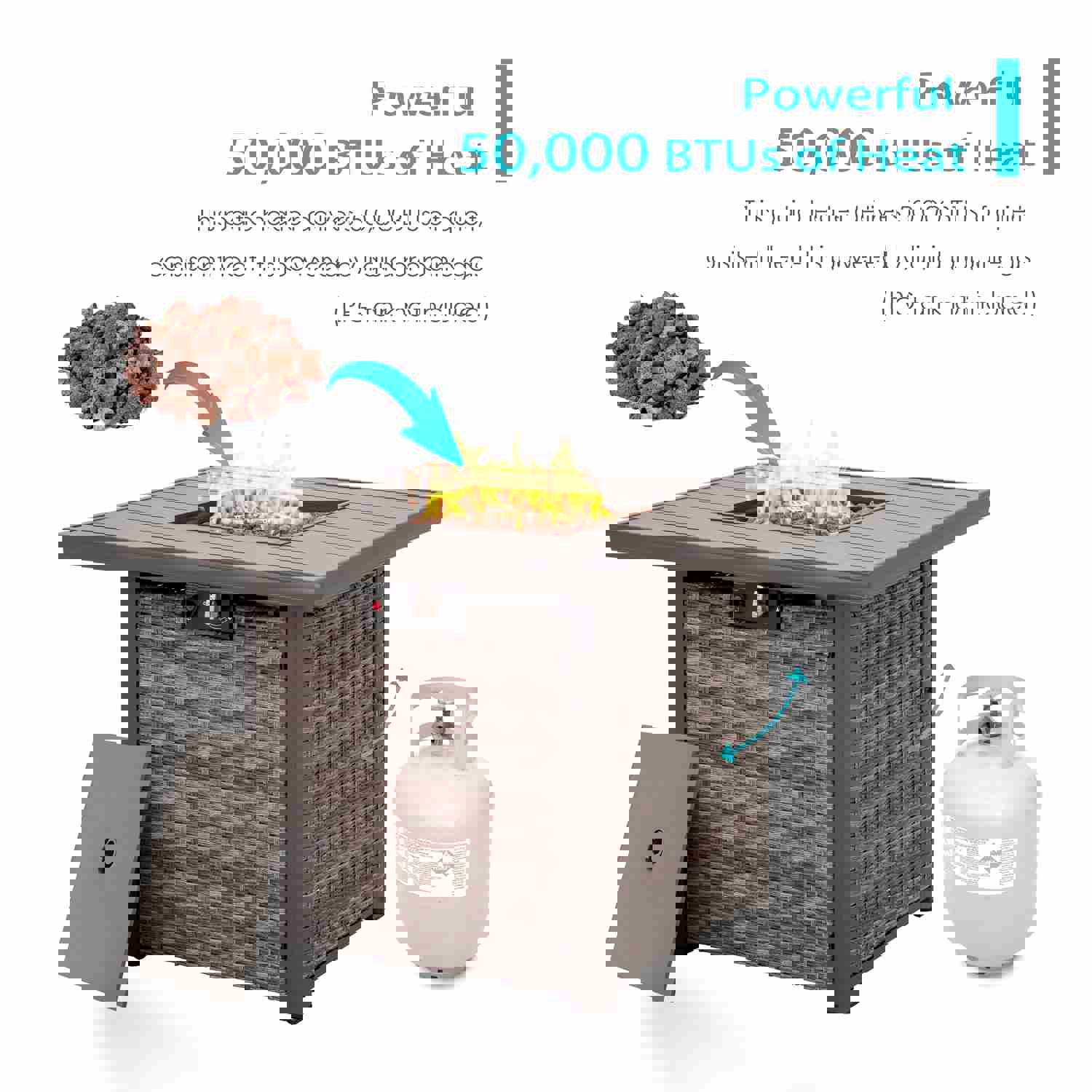 Outdoor 32 Inch 50,000 BTU Propane Gas Fire Pit Table with Cover