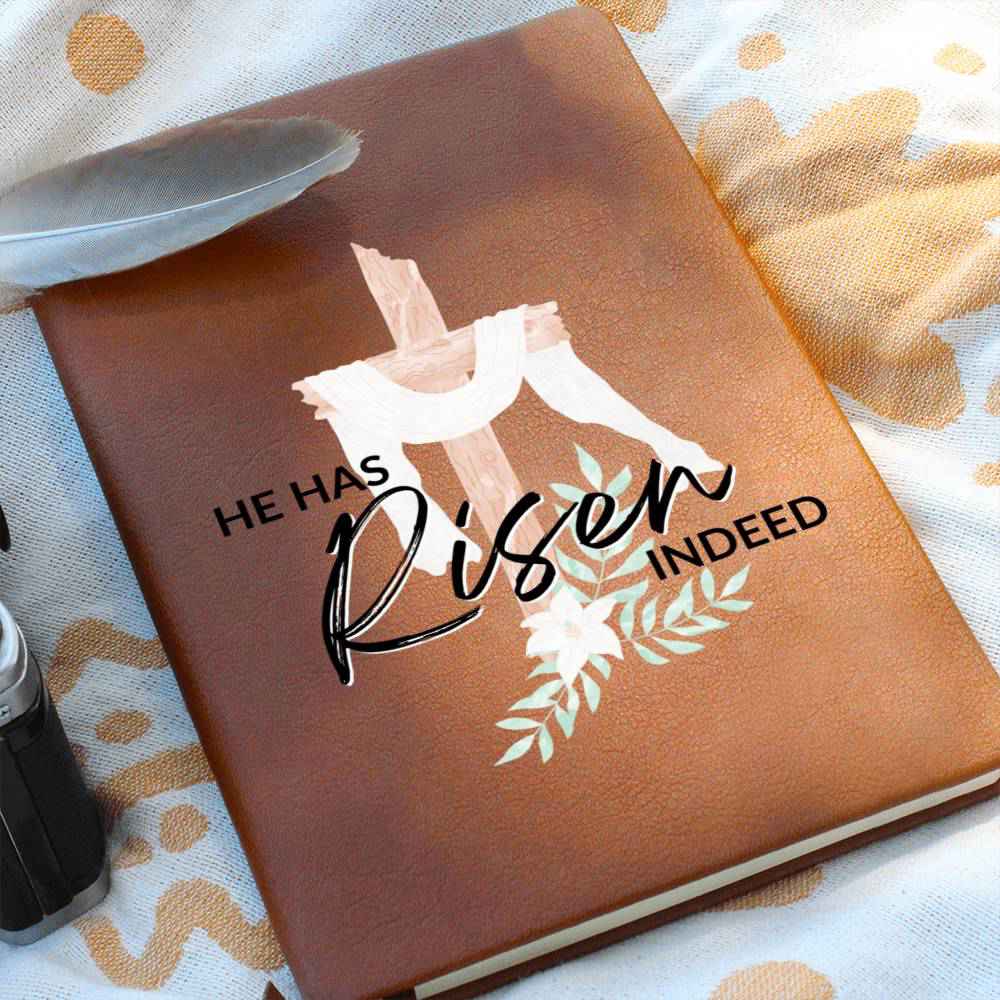 Christian Notebook - He Has Risen - Inspirational Leather Journal