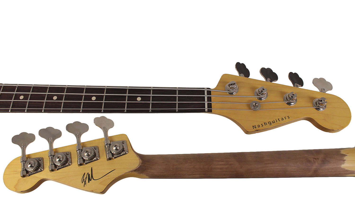 Nash MB-63 Bass Guitar, Olympic White, Light Aging