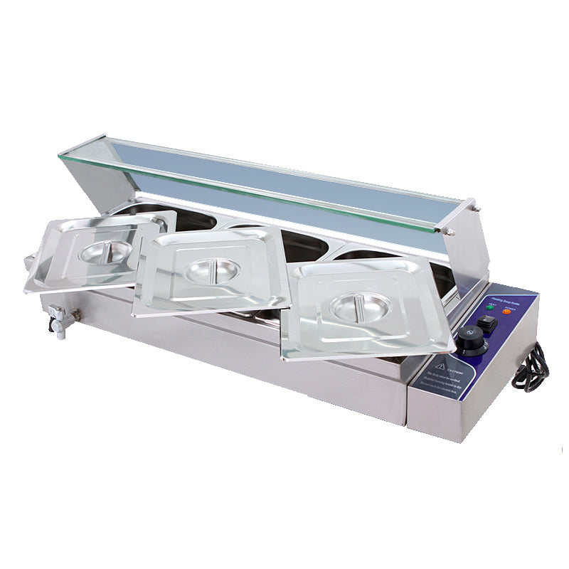 3 Pan Hot Well Bain Marie Food Warmer 110V 1.5KW Steam Table Steamer for Restaurant
