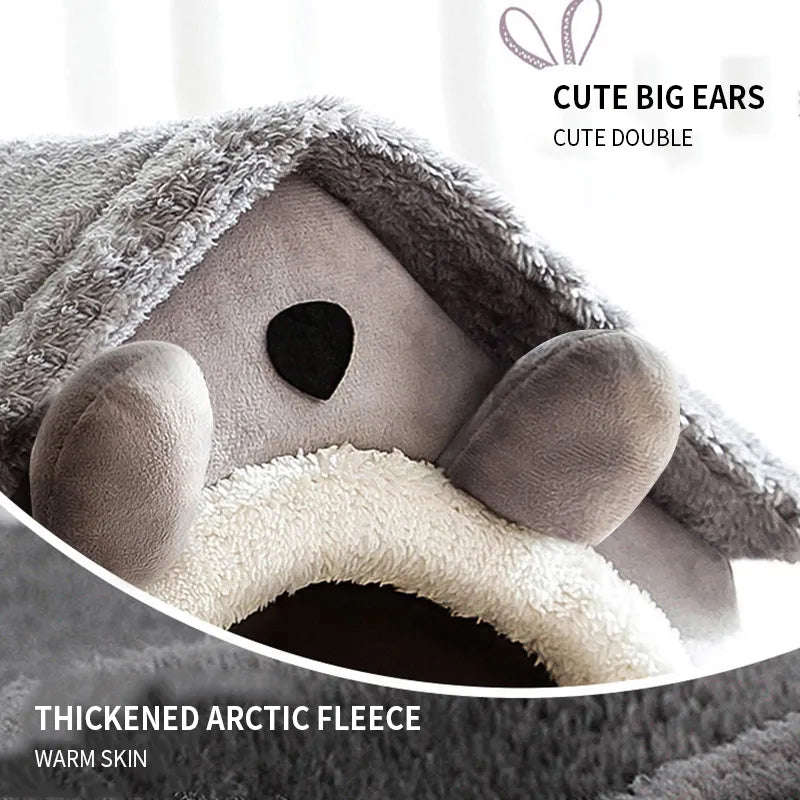 Cozy Enclosed Cat Bed with Removable Cushion - Warm Winter Pet House for Cats and Small Dogs