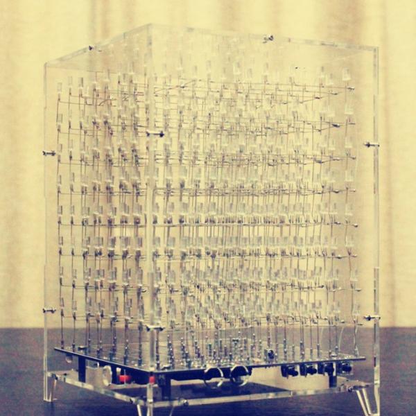 8x8x8 Cube 3D Light Square Blue LED Electronic DIY Kit with Unwelded PCB Board + Fog Blue Square Lamp