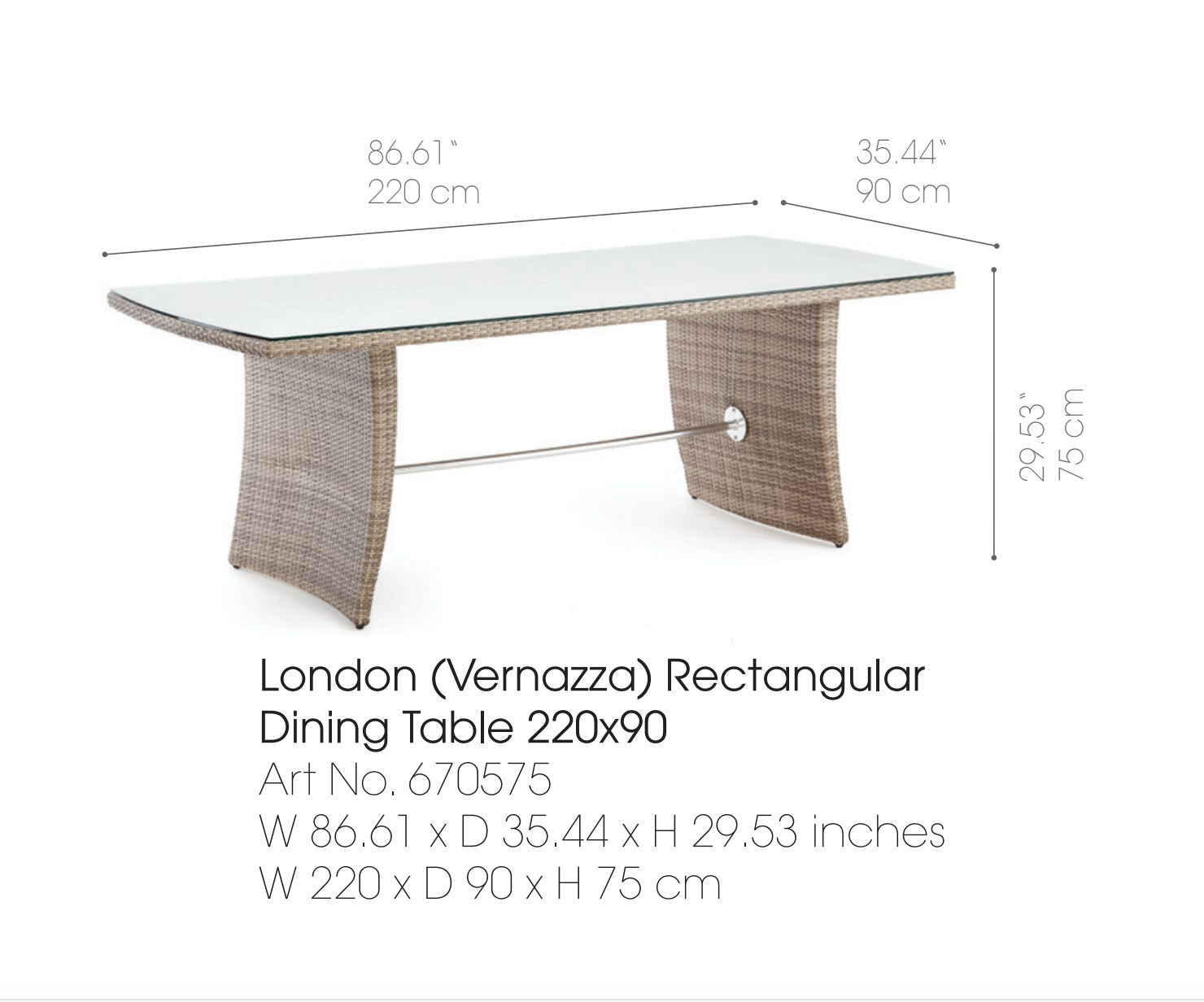 Domus Ventures London Vernazza Rectangular Outdoor Dining Table