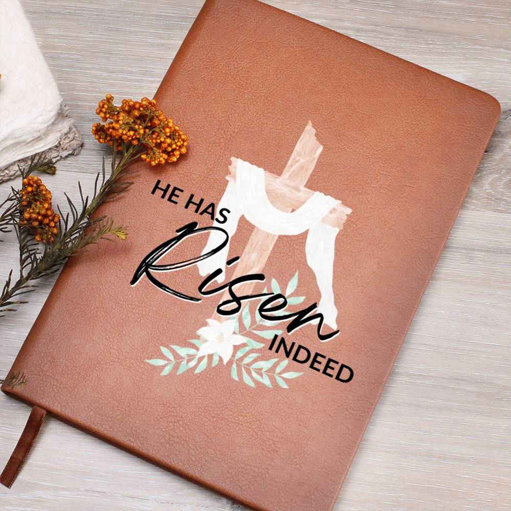Christian Notebook - He Has Risen - Inspirational Leather Journal