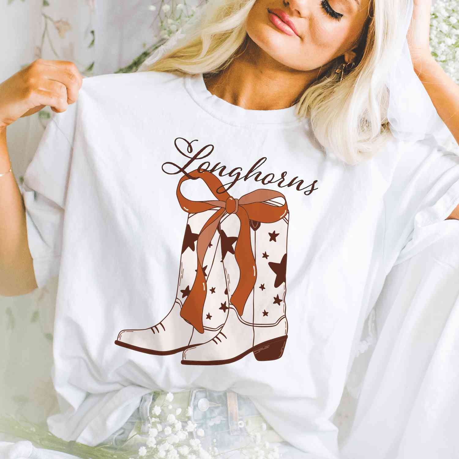Coquette Inspired Longhorns Western Boots T Shirt