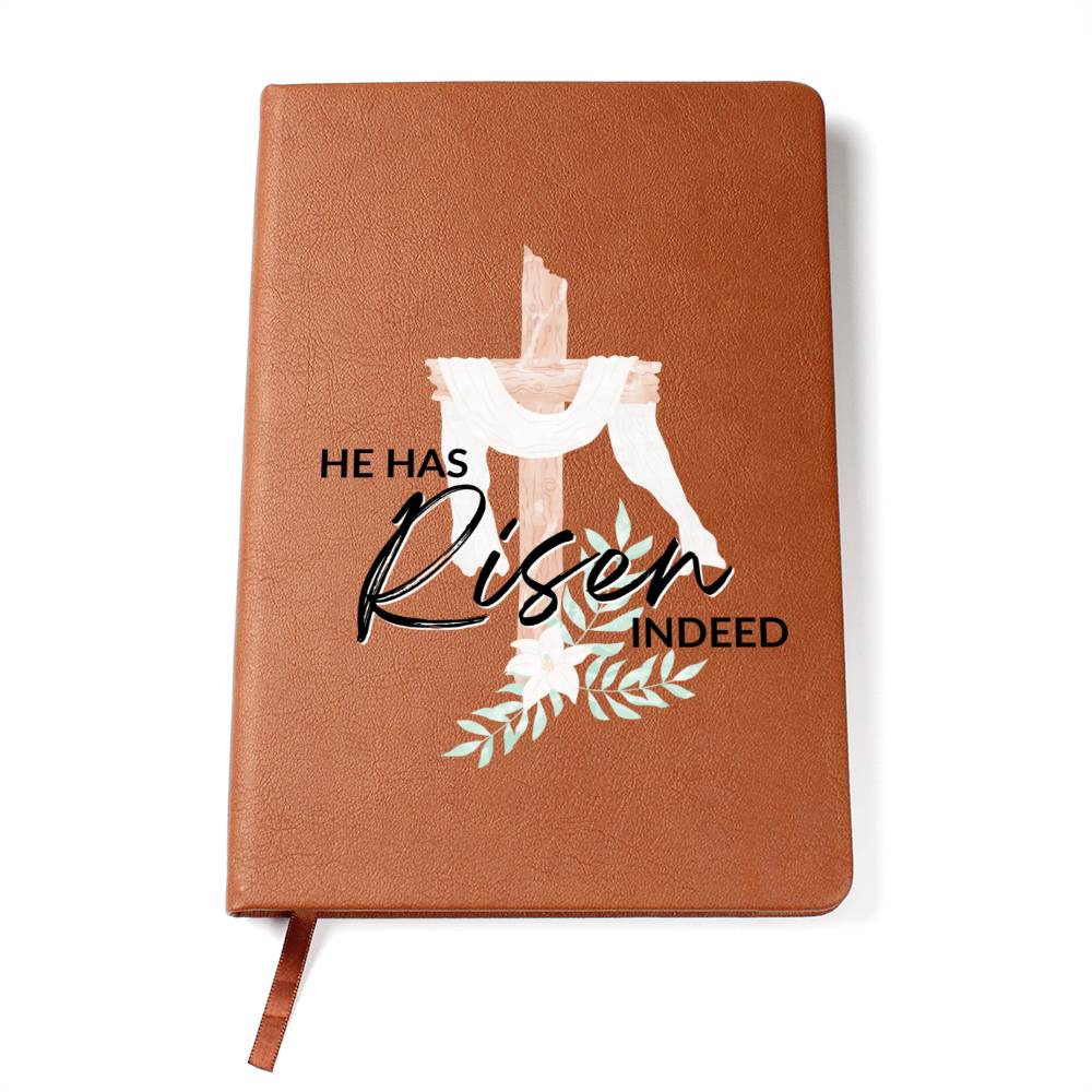 Christian Notebook - He Has Risen - Inspirational Leather Journal