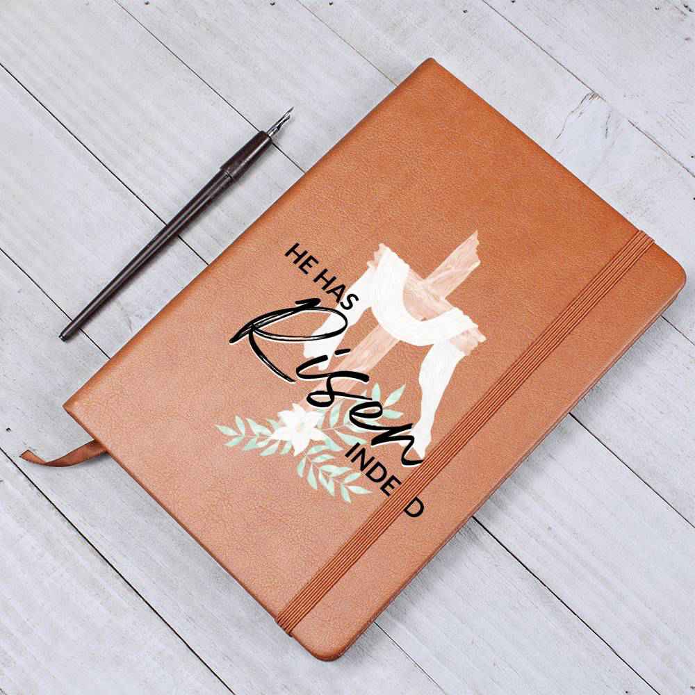 Christian Notebook - He Has Risen - Inspirational Leather Journal