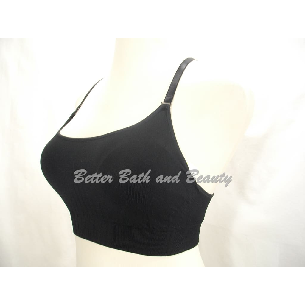 Champion N9118 Seamless Adjustable Cami Wire Free Sports Bra - LARGE Black