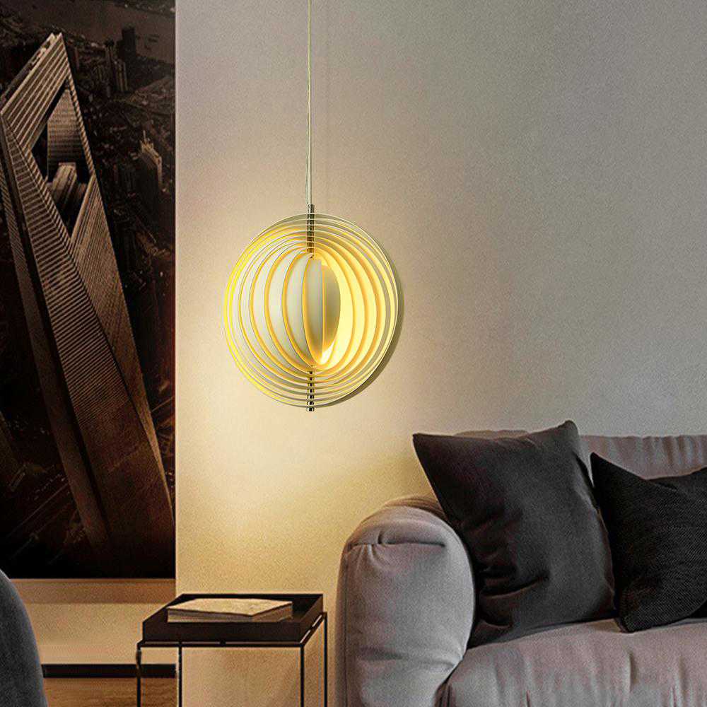 Rotatable Modern 1-Light Globe Metal Pendant Light in White