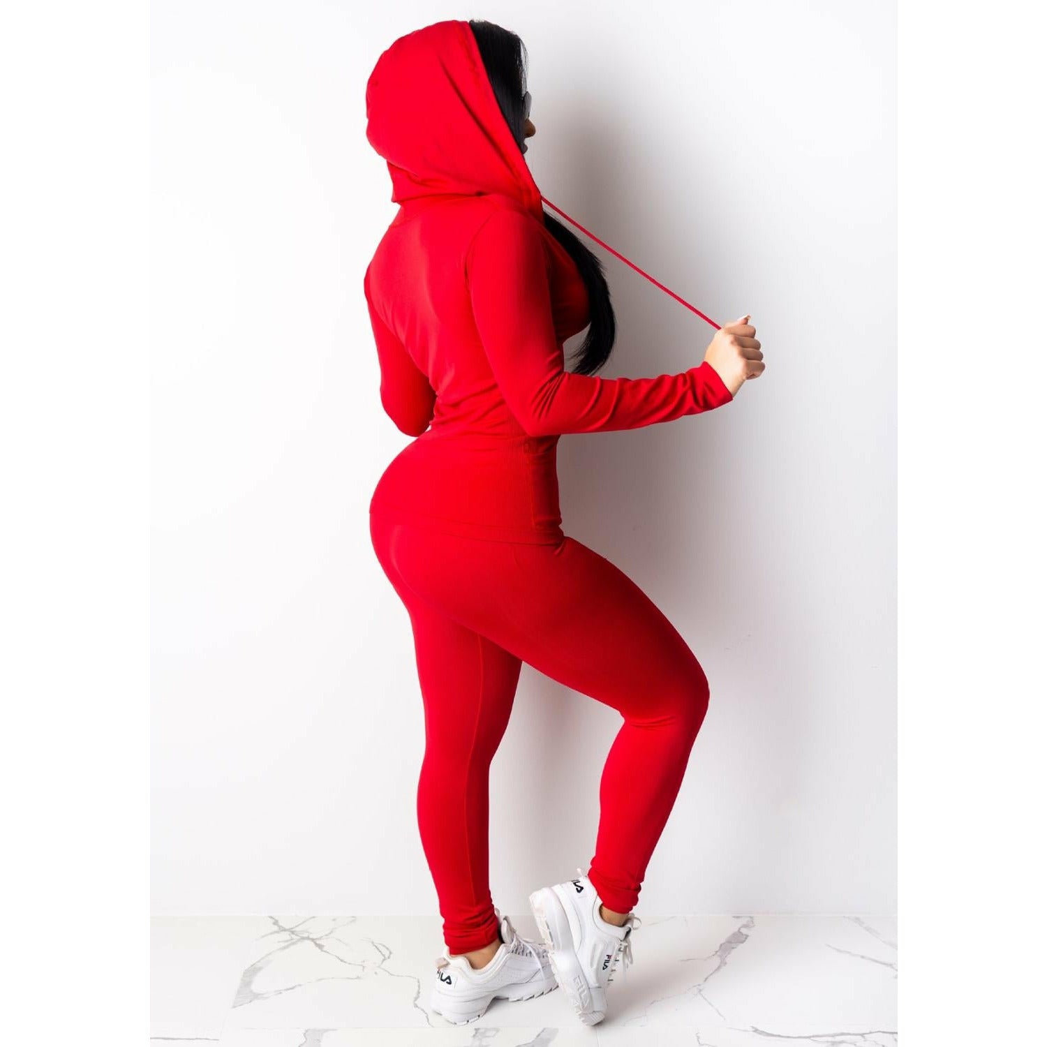 Women's Two-Piece Tracksuit Set - Streetwear Outfit with Zip-Up Jacket & Skinny Pants
