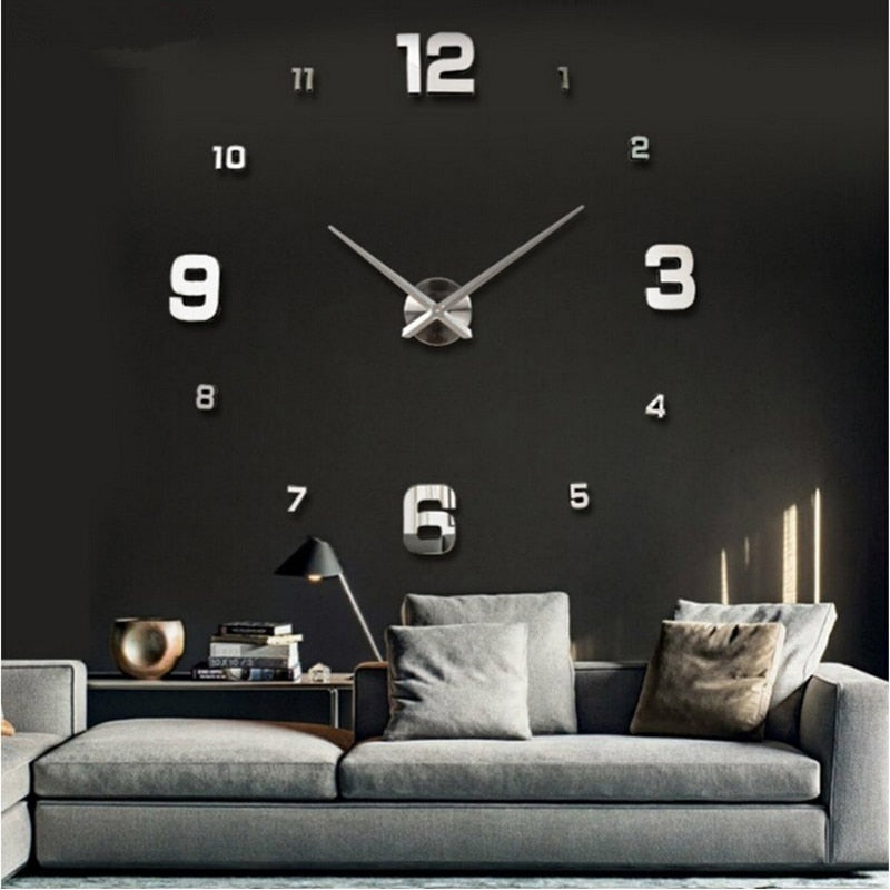 Large 3D Wall Clock - Modern Home Decor for Living Room