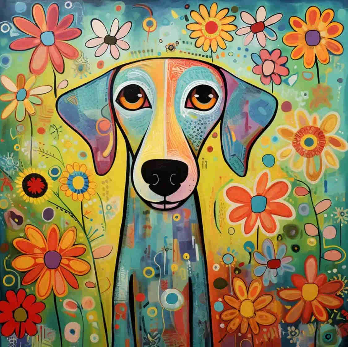 Diamond Painting Kit - Watercolor Dog Design for DIY Craft Enthusiasts