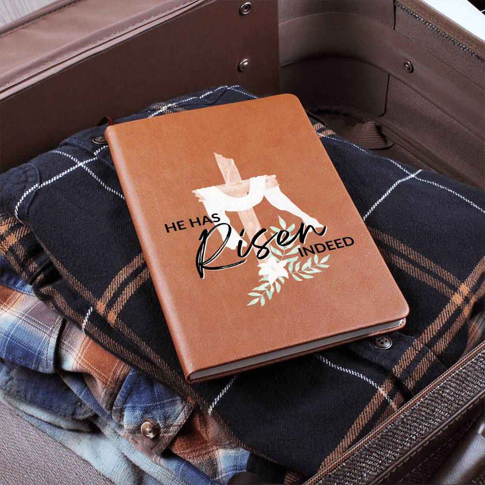 Christian Notebook - He Has Risen - Inspirational Leather Journal