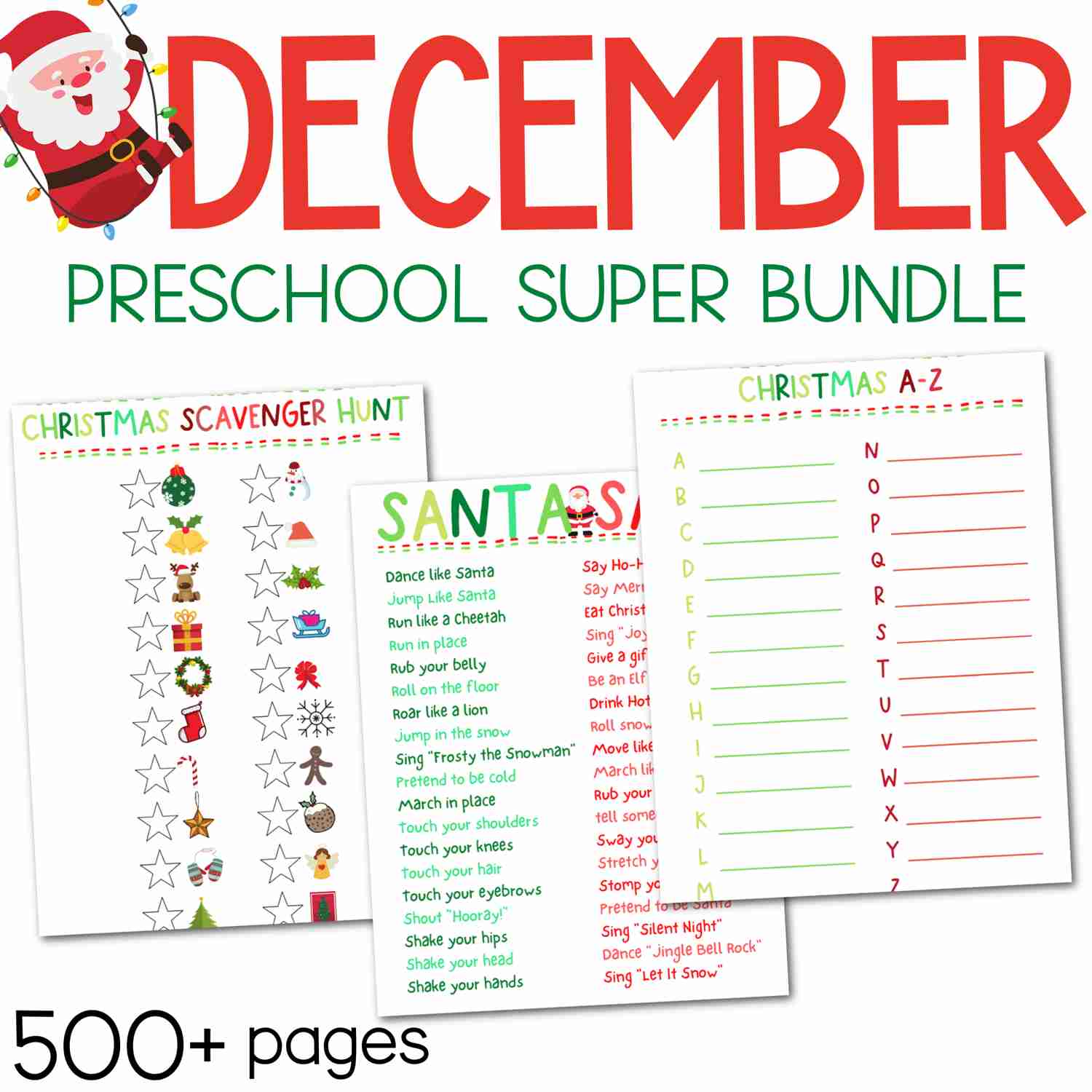 December Preschool Super Bundle: Christmas Kindergarten Activities & Winter Crafts