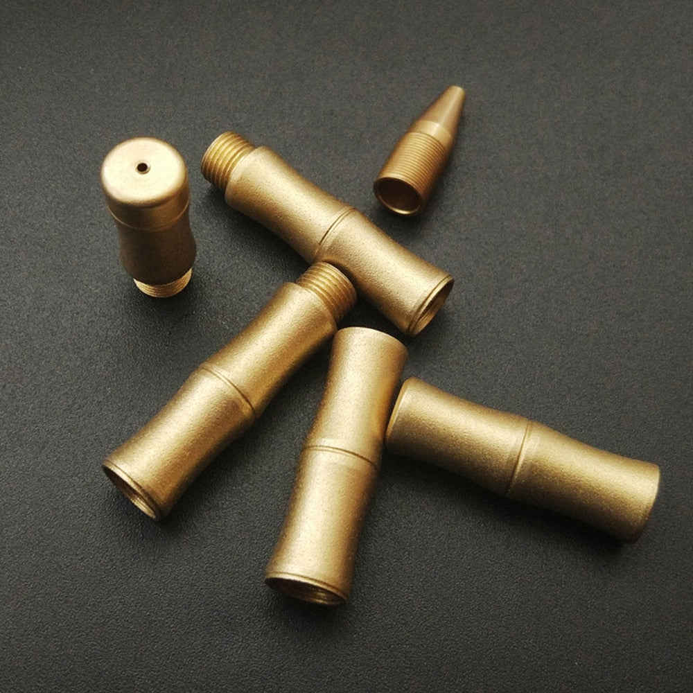 Brushed Detachable Bamboo Rollerball Pen - 0.5mm Golden Matte Metal Ballpoint Pen