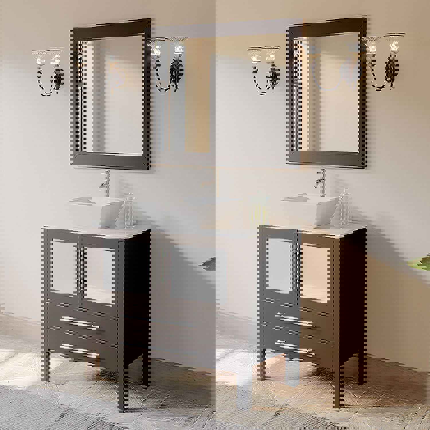 Cambridge Plumbing 36 Inch Espresso Wood and Porcelain Vessel Sink Vanity Set