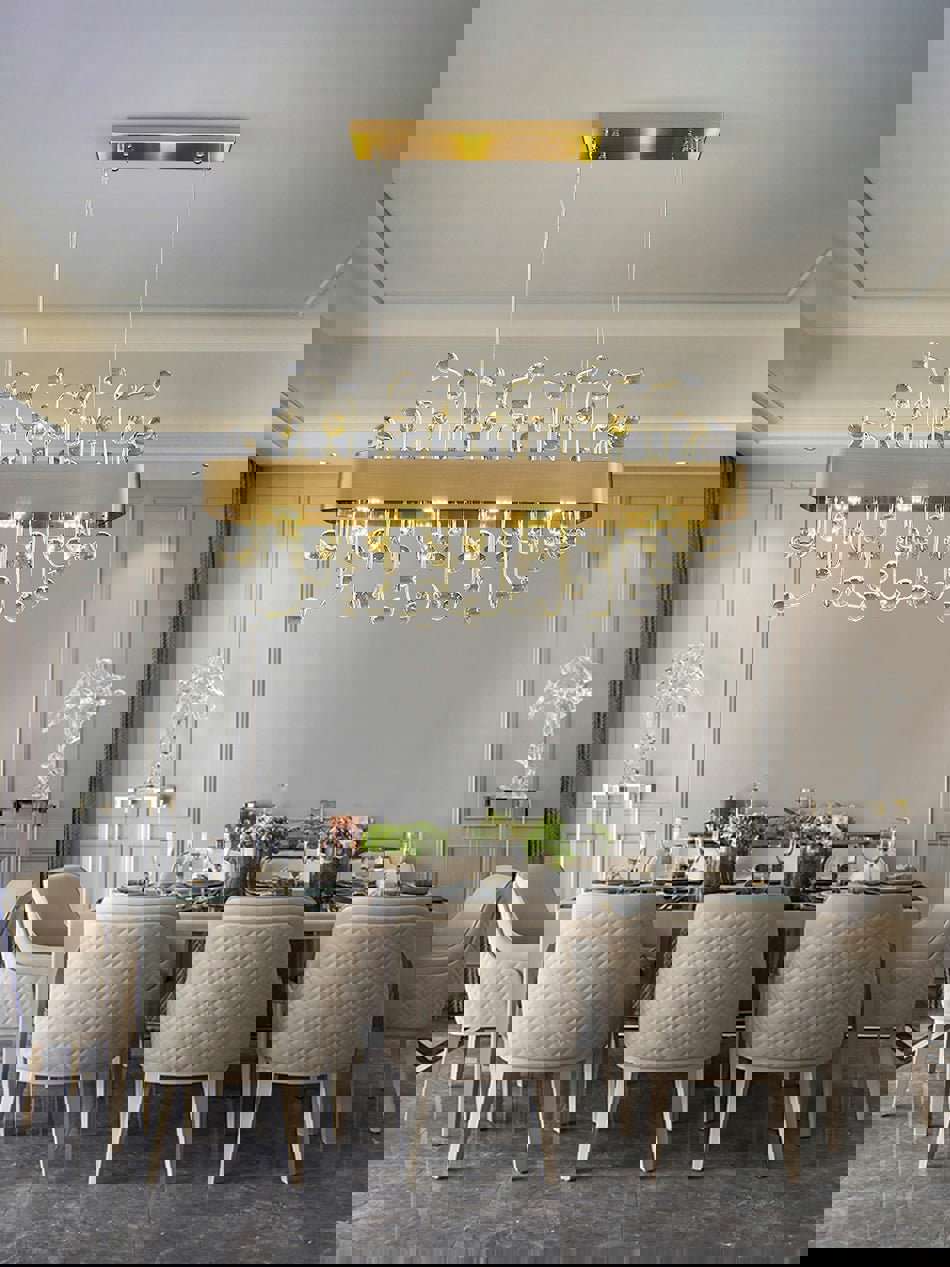 MIRODEMI® Gold Rectangle Colorful Crystal Chandelier for Living Room & Kitchen