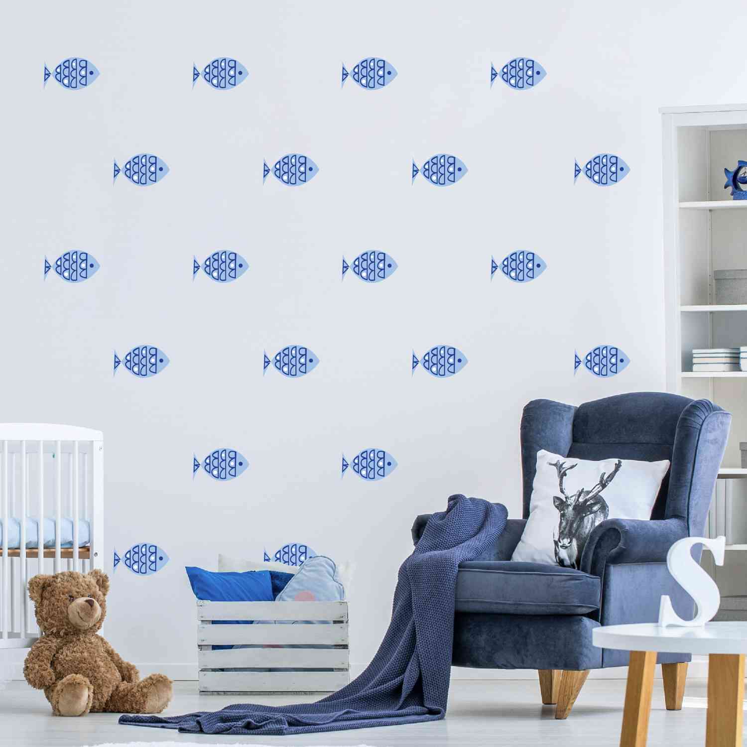 Blue Fish Wall Decals for Nursery and Home Decor