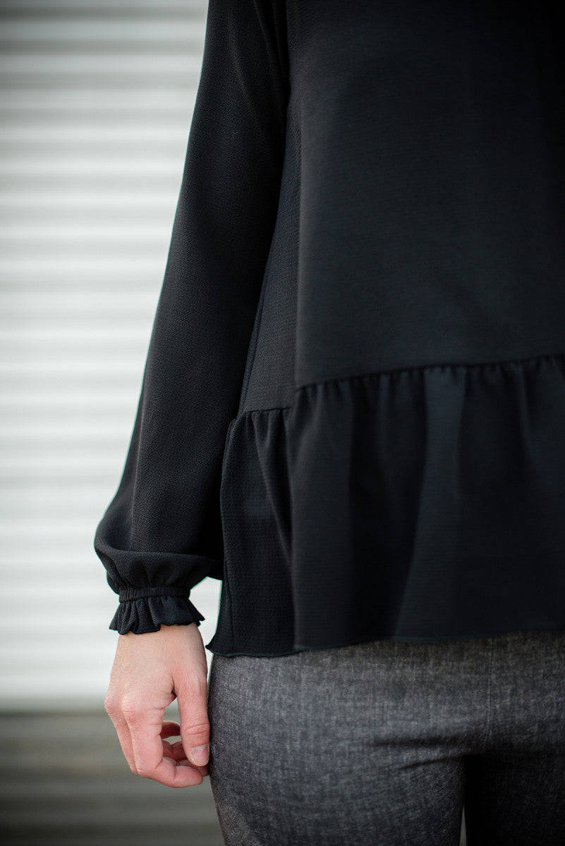 Black Ruffled Peplum Top