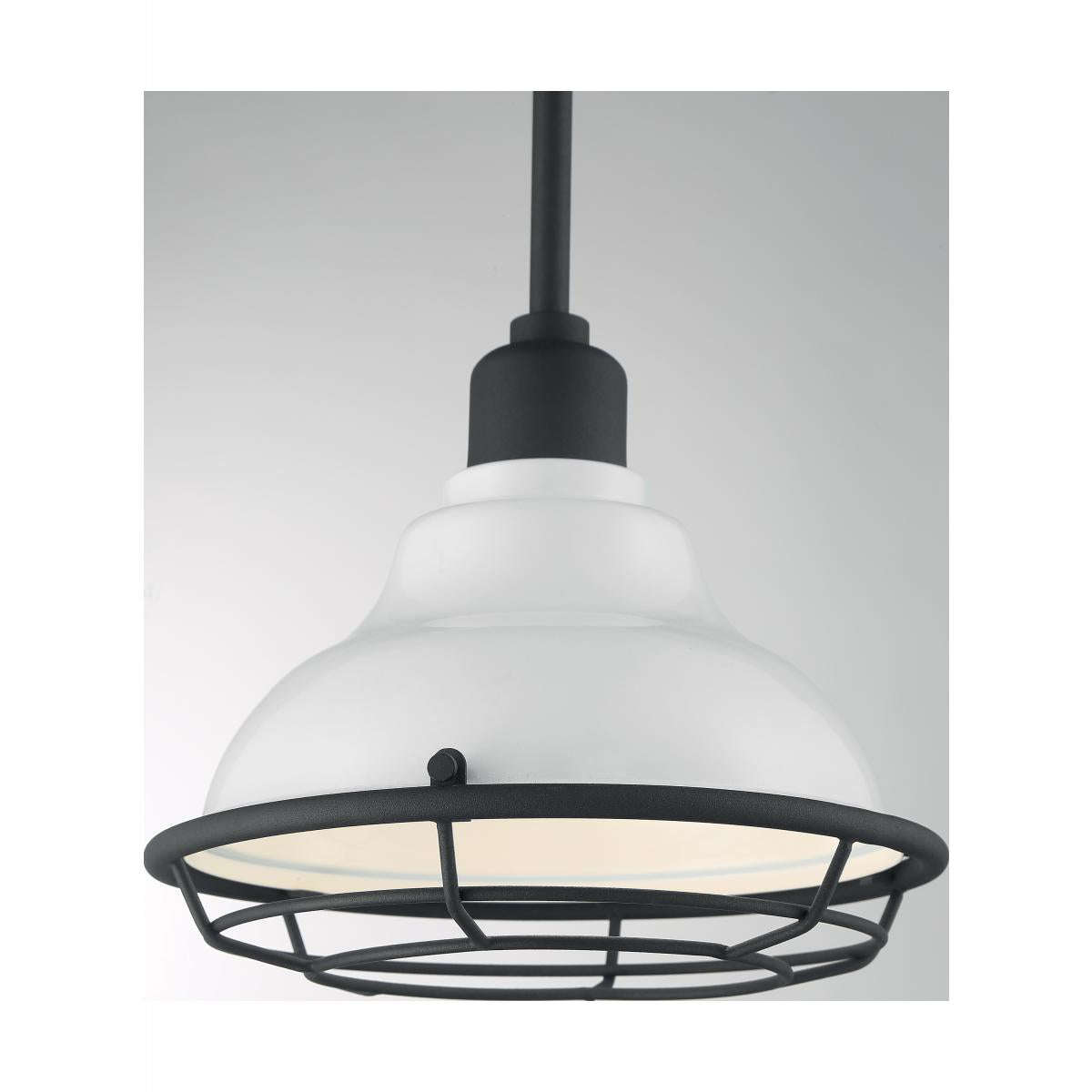 Newbridge 1-Light Small Pendant - Gloss White & Black Accents