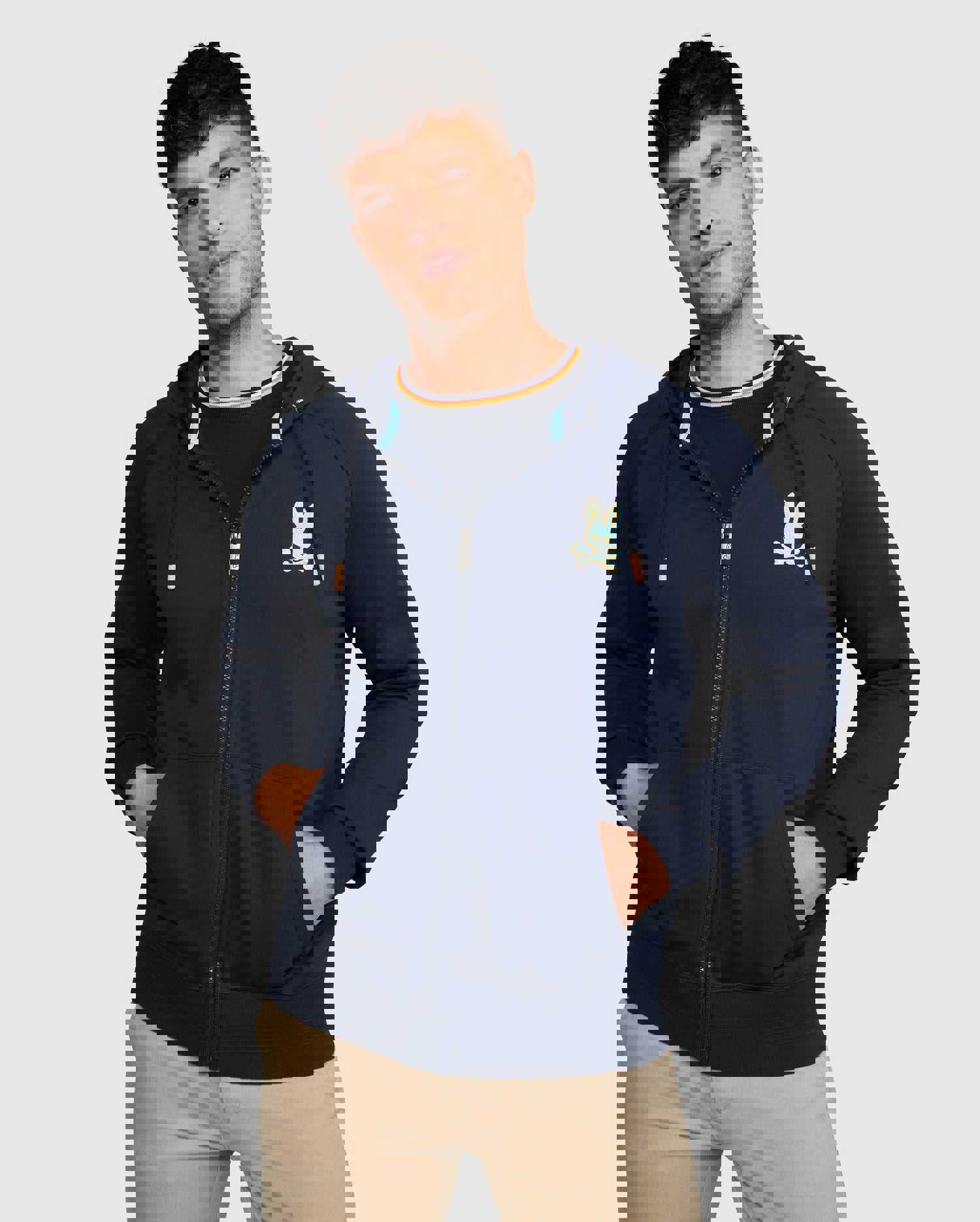 Psycho Bunny Bennett Full Zip Hoodie - Navy & Mulled Wine