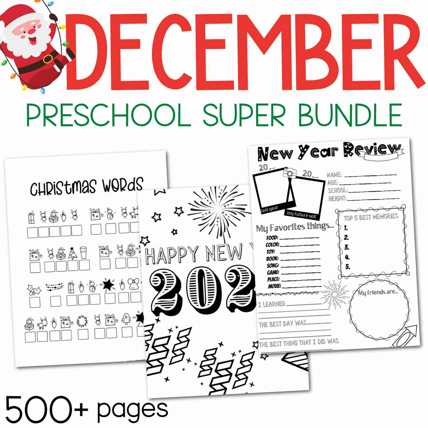 December Preschool Super Bundle: Christmas Kindergarten Activities & Winter Crafts