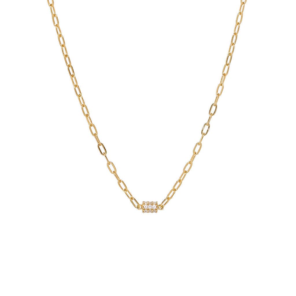 Gina Necklace - Elegant Gold Plated Brass with Cubic Zirconia