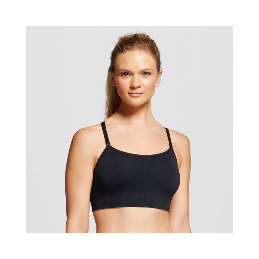 Champion N9118 Seamless Adjustable Cami Wire Free Sports Bra - LARGE Black