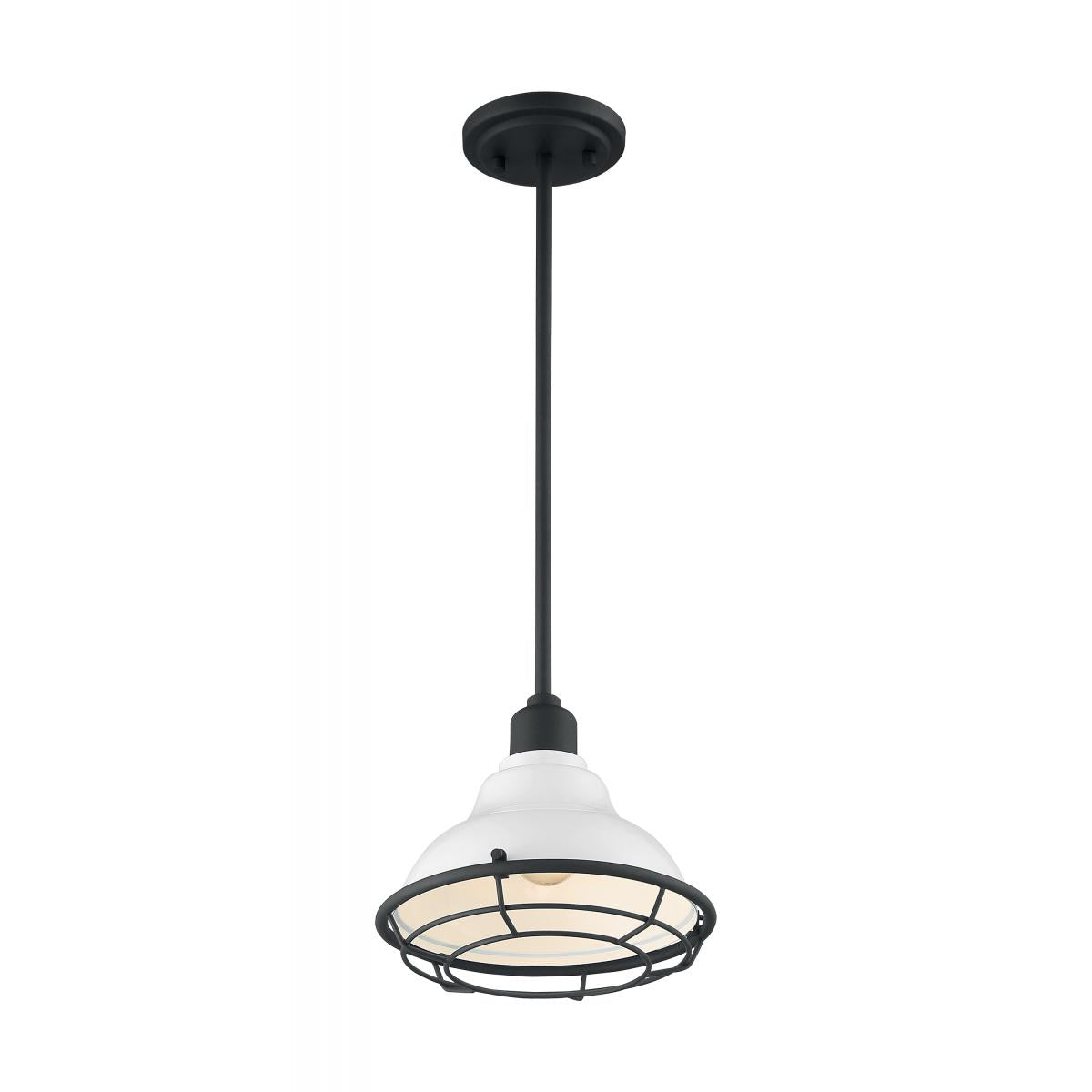 Newbridge 1-Light Small Pendant - Gloss White & Black Accents