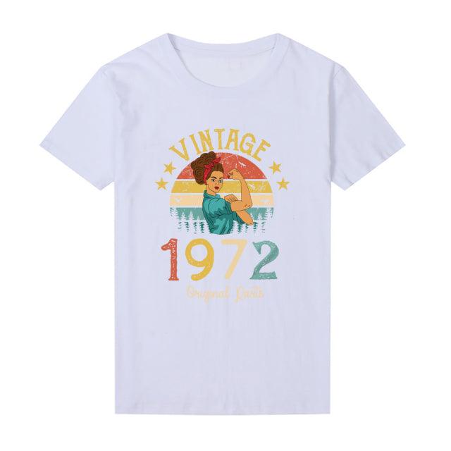 Vintage 1972 Original Parts Women's Cotton Retro T-shirt - 50 Years Old Birthday Gift