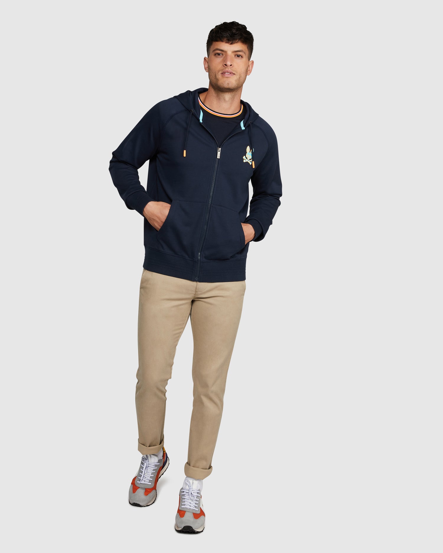 Psycho Bunny Bennett Full Zip Hoodie - Navy & Mulled Wine