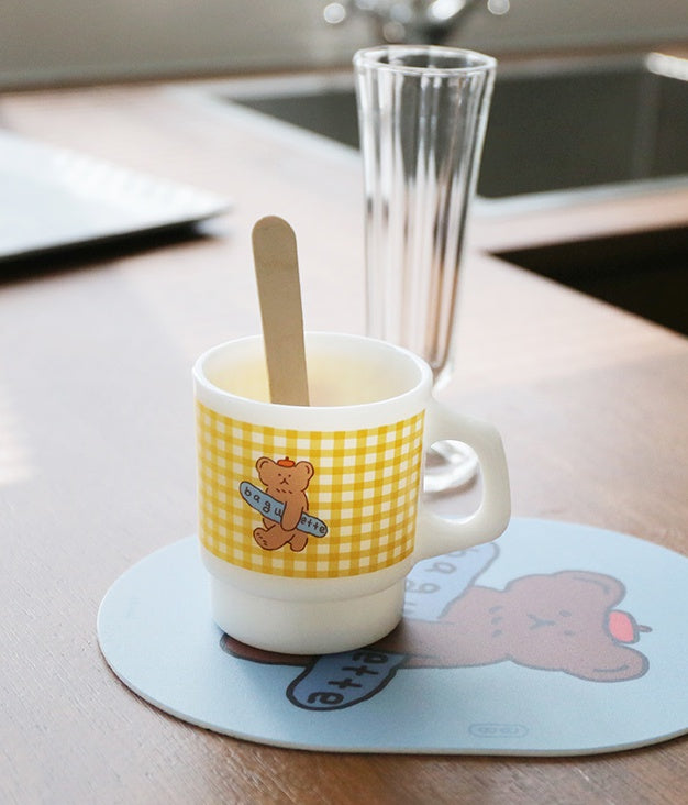 Bear Milk Graphic Mugs Glasses Printed Vintage Retro Style Kitchen Dinnerware Cups