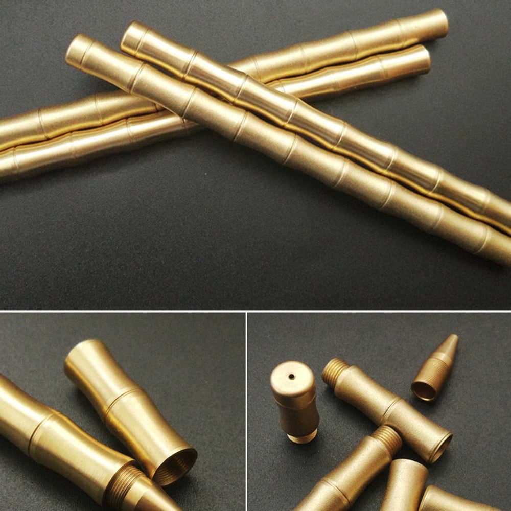 Brushed Detachable Bamboo Rollerball Pen - 0.5mm Golden Matte Metal Ballpoint Pen