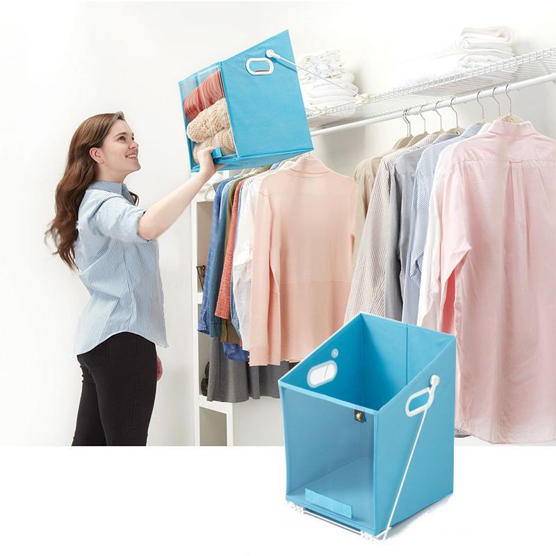 Folding Clothing Storage Basket with Clear Front Panel