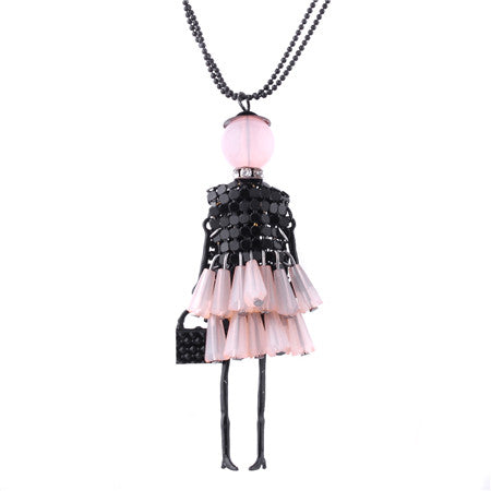 IF ME 5 Colors Fashion Doll Beads Charms Choker Long Necklace & Pendant Statement Necklace for Women