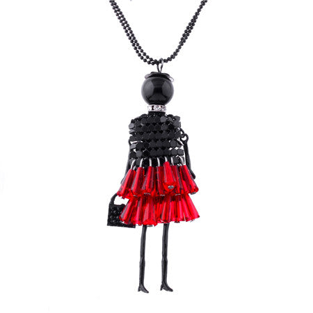 IF ME 5 Colors Fashion Doll Beads Charms Choker Long Necklace & Pendant Statement Necklace for Women