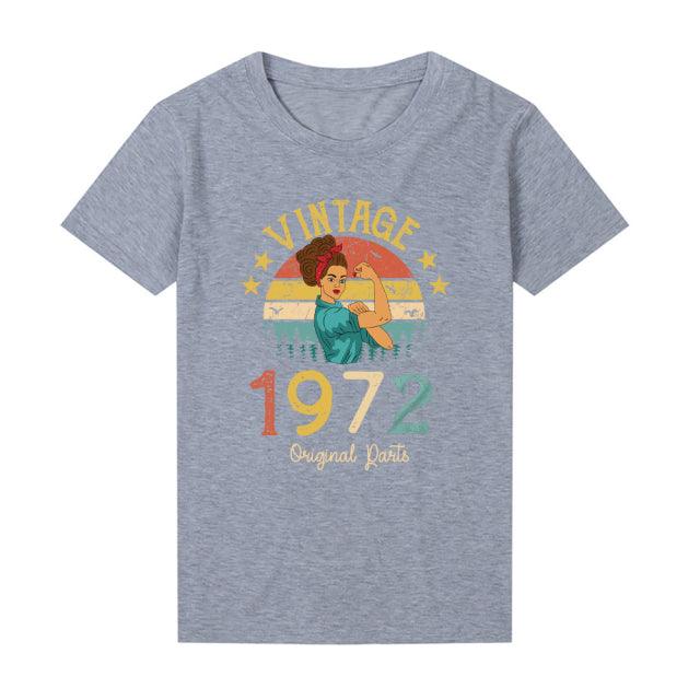 Vintage 1972 Original Parts Women's Cotton Retro T-shirt - 50 Years Old Birthday Gift