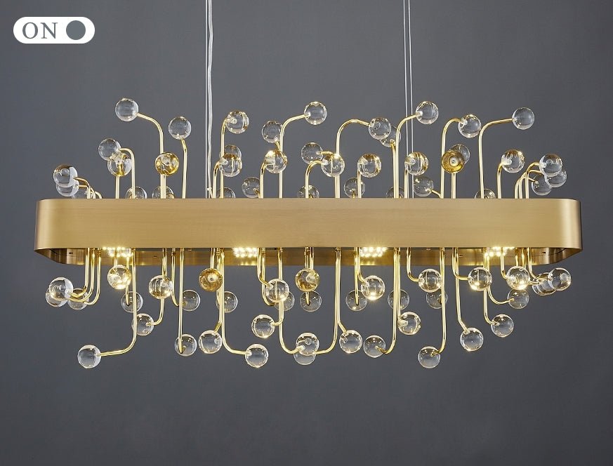 MIRODEMI® Gold Rectangle Colorful Crystal Chandelier for Living Room & Kitchen