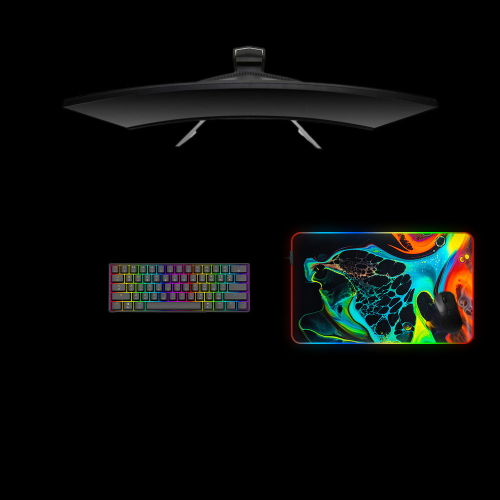 RGB Gaming Mouse Pad with LED Strip - Paint Mix Closeup Design