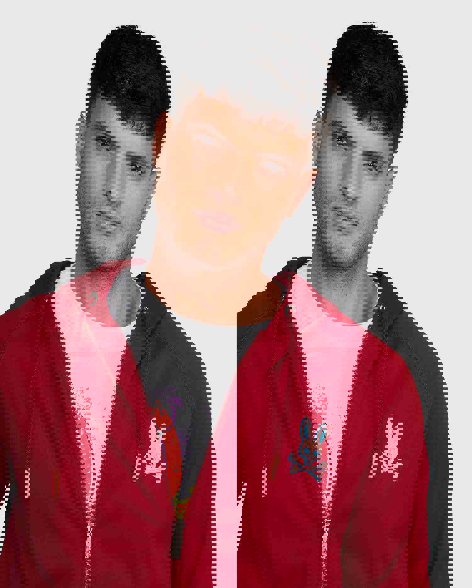 Psycho Bunny Bennett Full Zip Hoodie - Navy & Mulled Wine