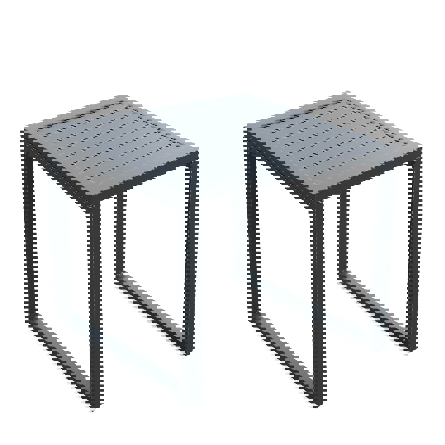 Patio Aluminum Side Table Outdoor Indoor Square End Table, Dark Grey