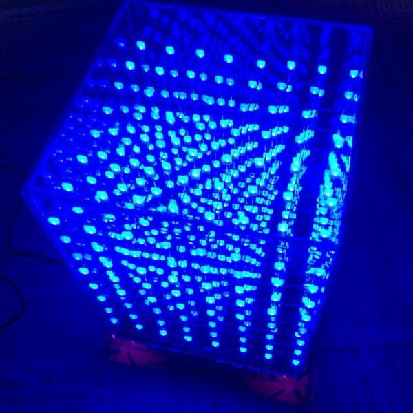 8x8x8 Cube 3D Light Square Blue LED Electronic DIY Kit with Unwelded PCB Board + Fog Blue Square Lamp