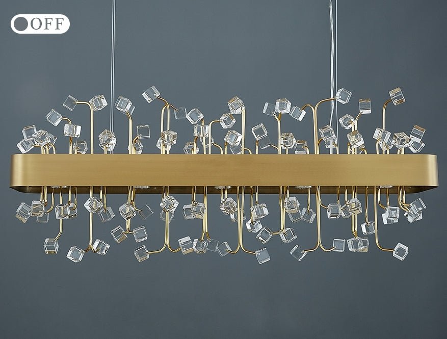 MIRODEMI® Gold Rectangle Colorful Crystal Chandelier for Living Room & Kitchen