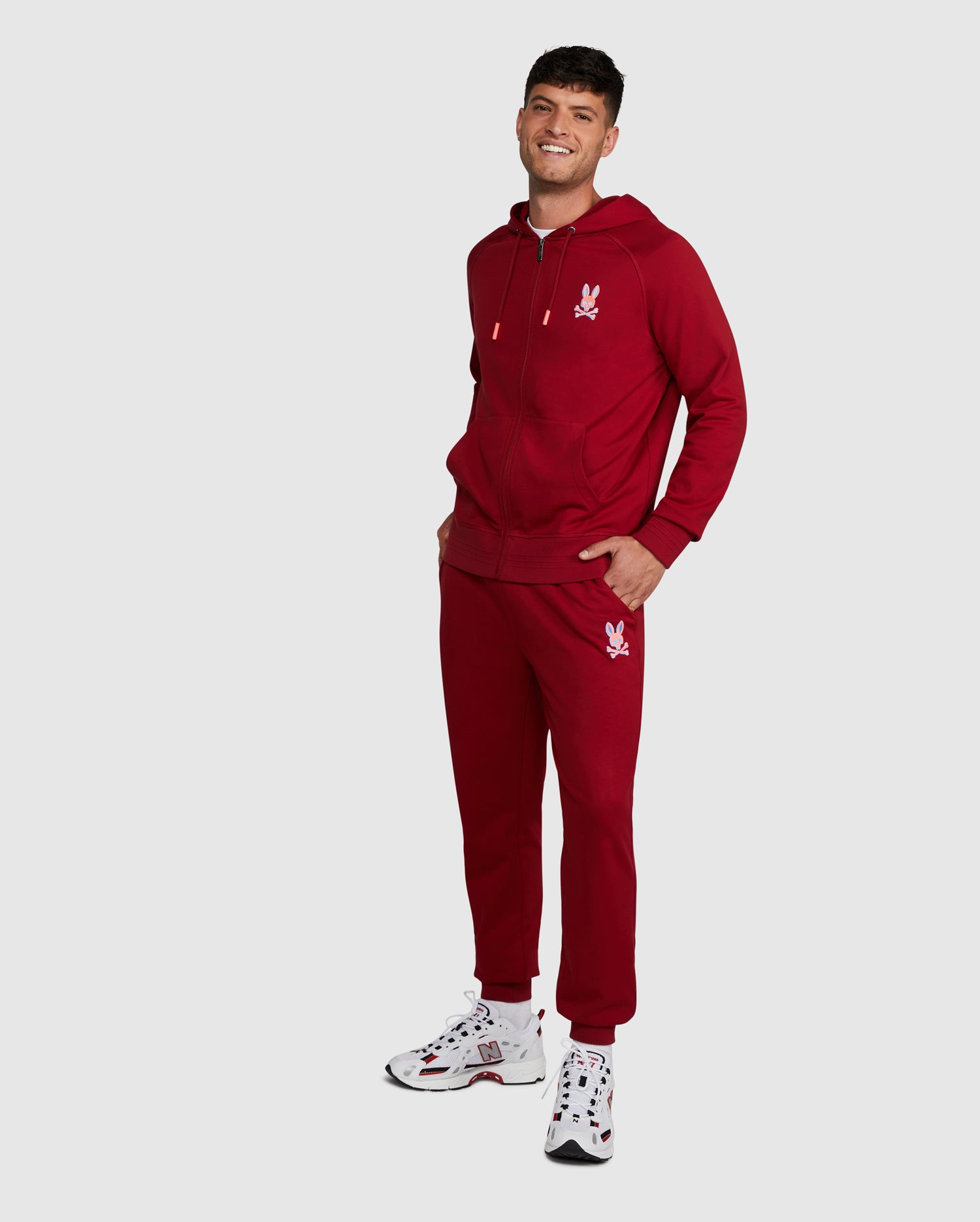 Psycho Bunny Bennett Full Zip Hoodie - Navy & Mulled Wine