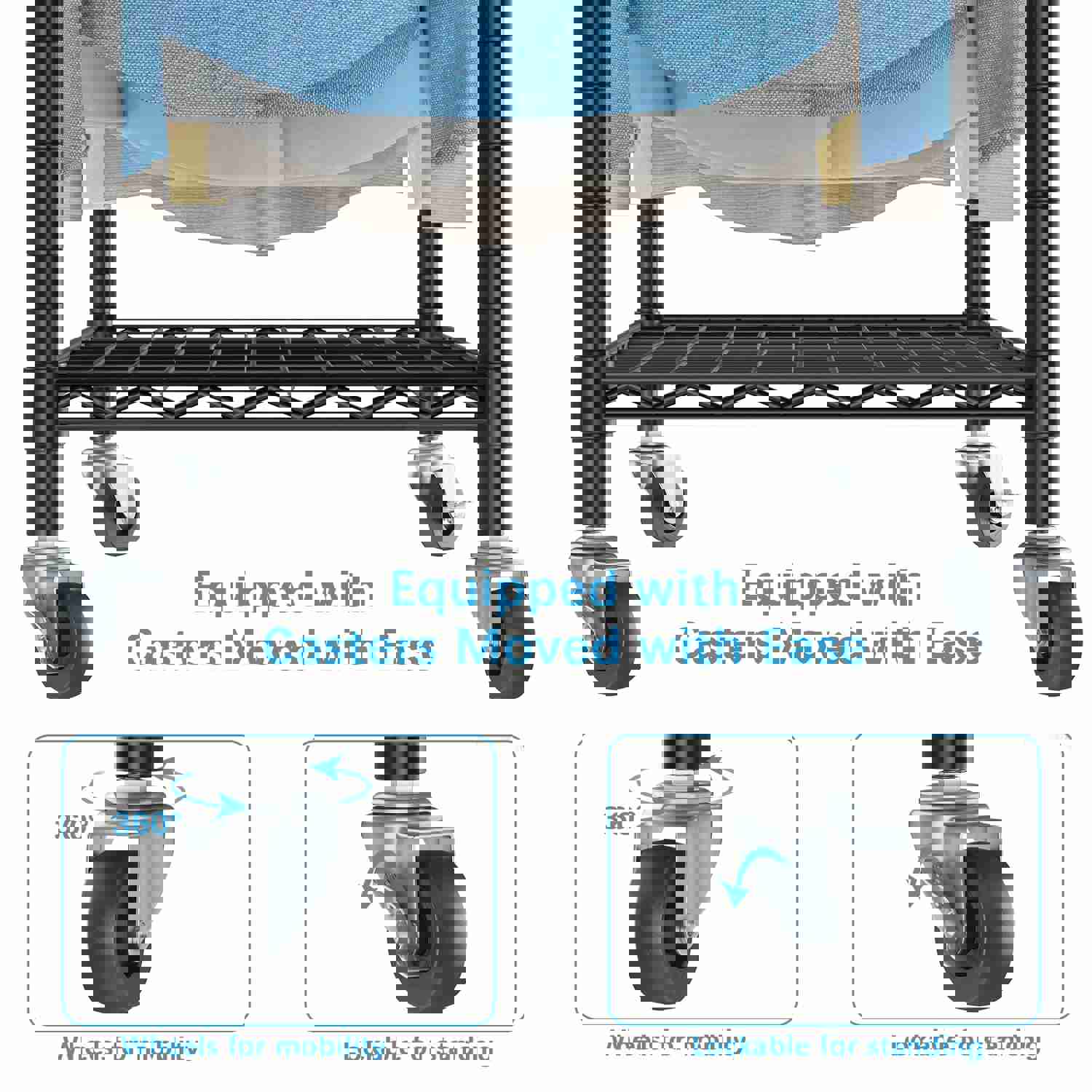 V12 Mini Rolling Clothes Rack Heavy Duty Adjustable Metal Wire Shelving with Wheels