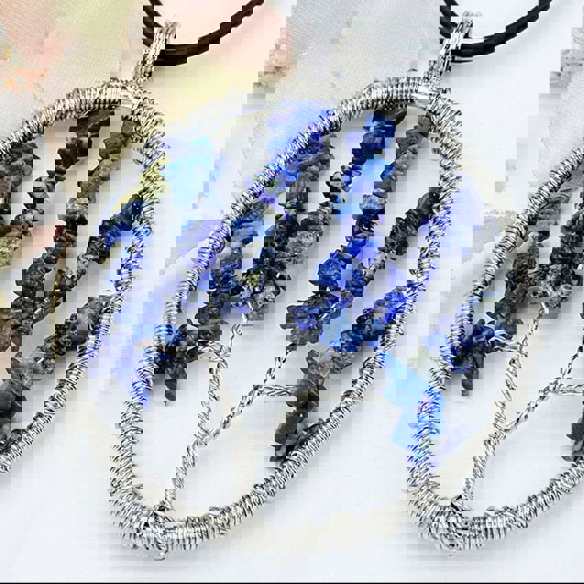 Natural Gnergy Gemstone Silver Plated Wire Wrapped Tree of Life Pendant Jewelry