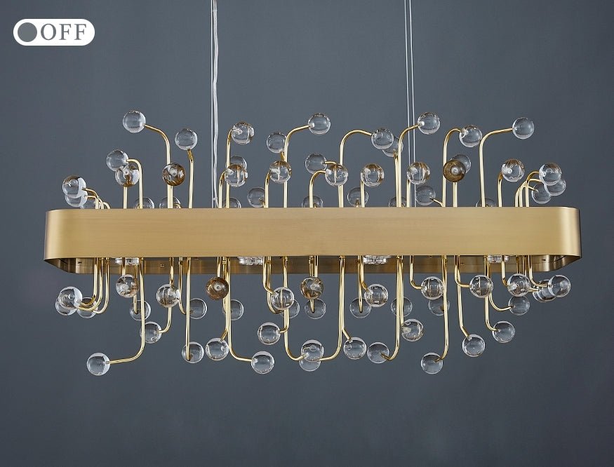 MIRODEMI® Gold Rectangle Colorful Crystal Chandelier for Living Room & Kitchen