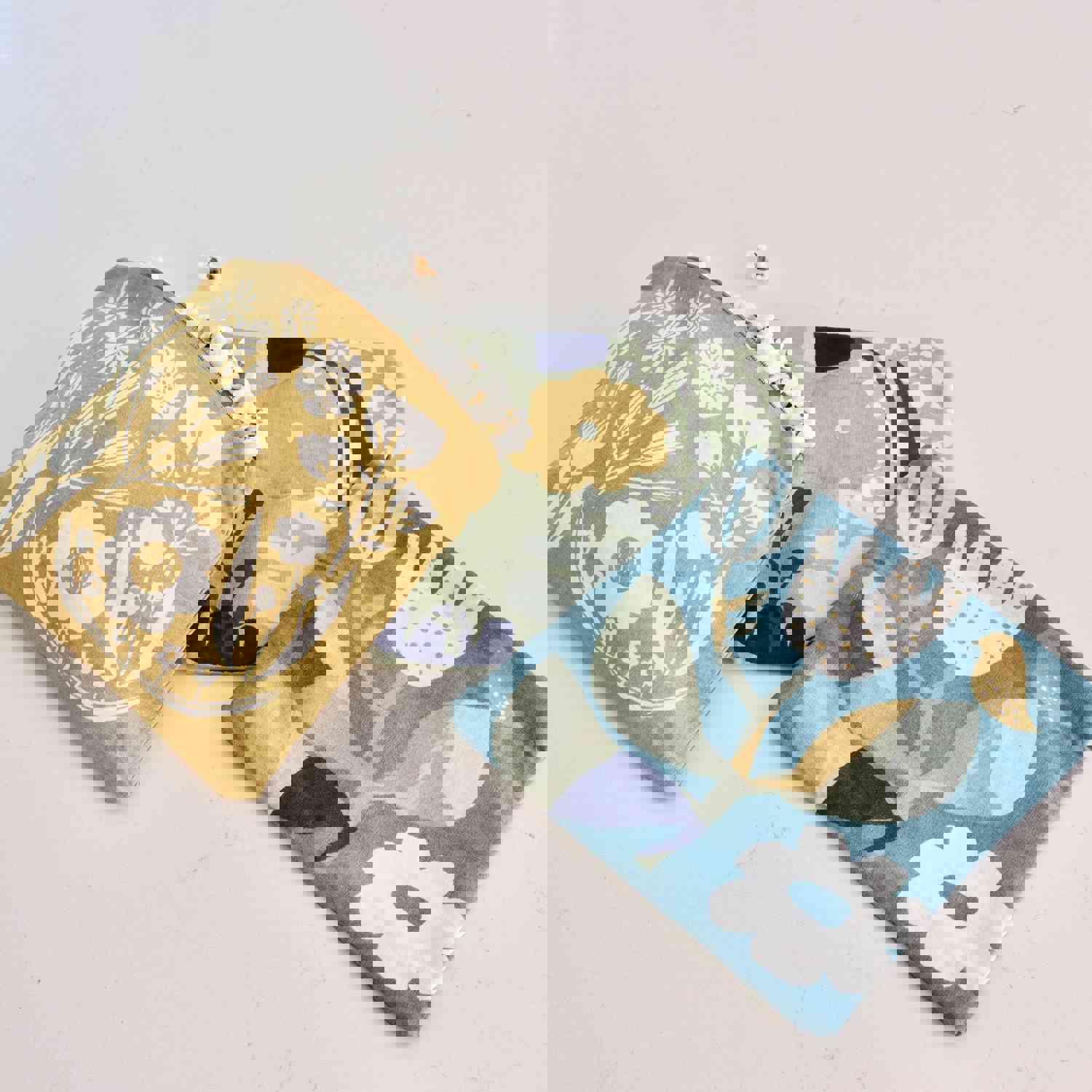 Spring Tulips Cotton Printed Square Food Pouches - Set of 3