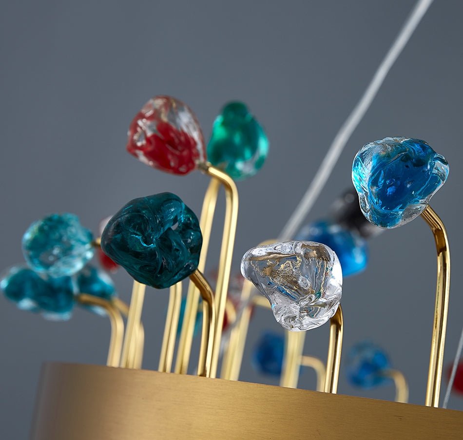 MIRODEMI® Gold Rectangle Colorful Crystal Chandelier for Living Room & Kitchen