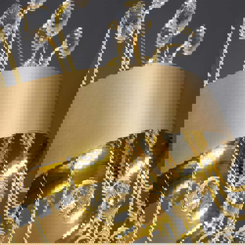 MIRODEMI® Gold Rectangle Colorful Crystal Chandelier for Living Room & Kitchen